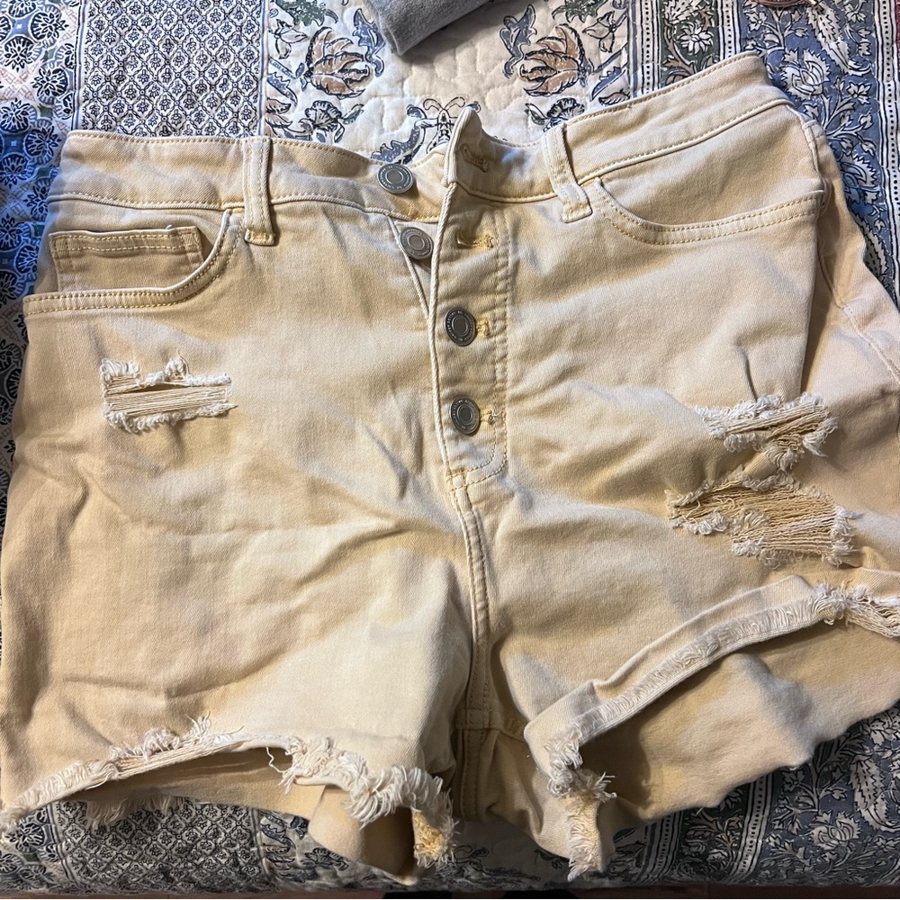 LC Lauren Conrad High Waist Tan Distressed Shorts
